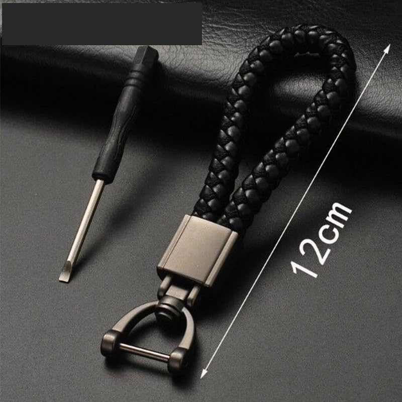 Metal Keychain Hand Woven Leather Rope Pendant Car Keychain image number 1