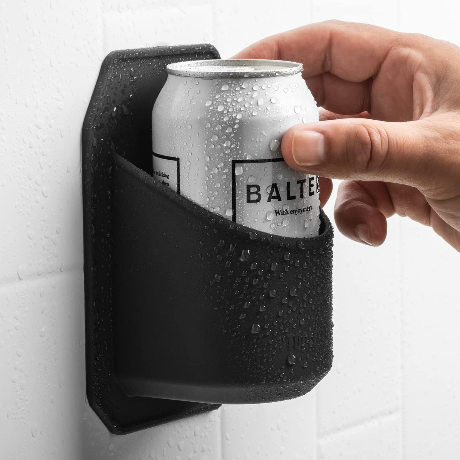 TOOLETRIES Shower Drink Holder - 100% Silicone Can Holder for Beer or Soda - Bathroom Accessory - Silicone-Grip Technology, No Adhesive Needed - Charcoal image number 4