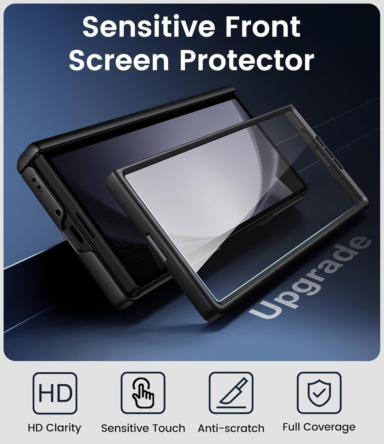 SIXBOX for Samsung Galaxy Z Fold 5 Case with Stand, Front Screen Protector, Hinge Protection, Slim & Rugged, Full Body Hard Cover, Daily Drop Protective Phone Case for Samsung Z Fold 5 2023, Black - Black image number 5