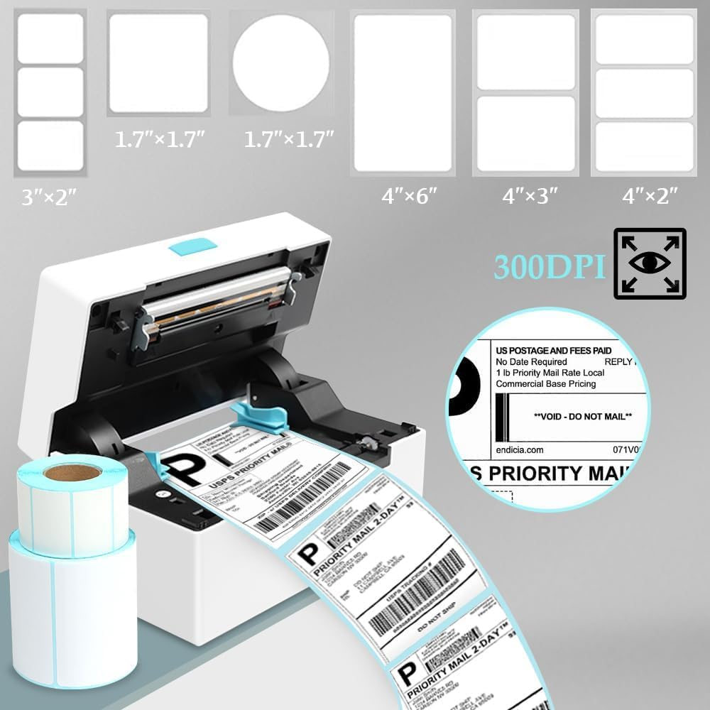 Thermal Label Printer Bluetooth, USB Thermal Printer, Label Printer 203DPI, Thermal Printer for Shipping Labels, Wireless Shipping Label Printer image number 5
