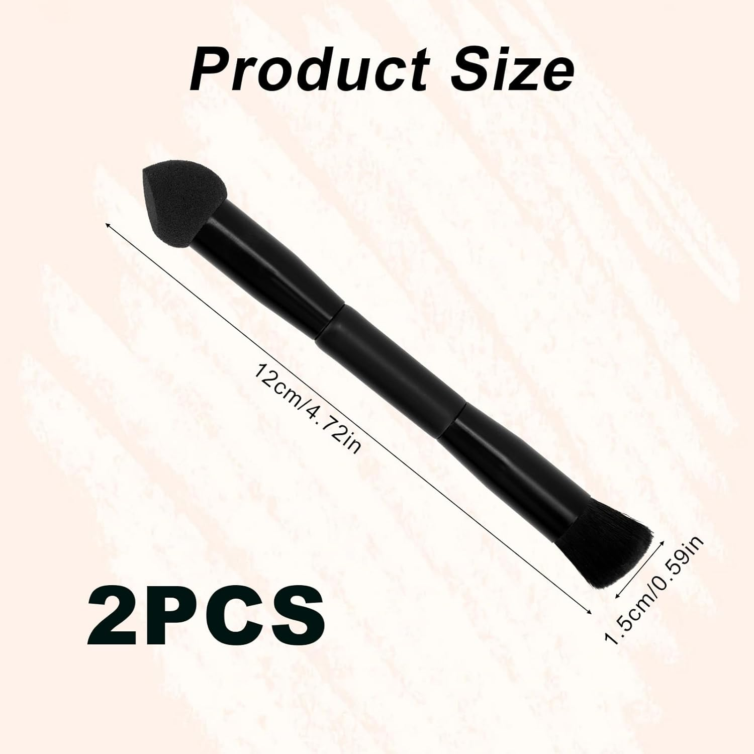 2Pcs Dual Ended Hairline Powder Brush, Black Hair Makeup Brushes with Sponge Head and Nylon Bristle for Hair Contouring Root Touch Up