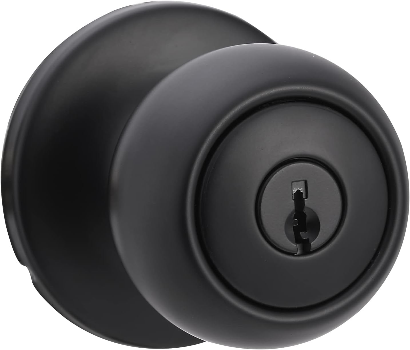 Amazon Basics Exterior Door Knob with Lock, Coastal, Matte Black