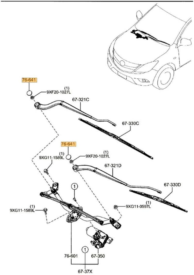 Genuine Mazda BT50 UR up Wiper Arm Nut Cover Cap UC9M67395 Ford Ranger PX image number 2