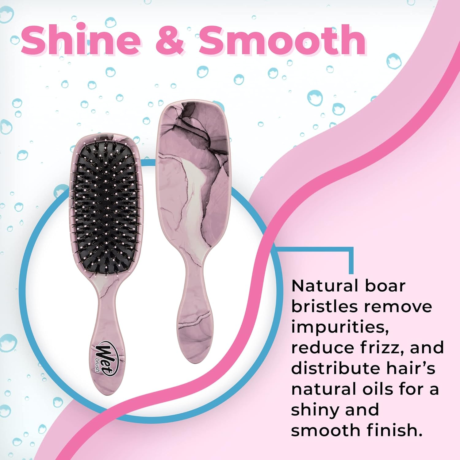 Wet Brush Shine Enhancer Hair Brush, Artic Blue - Exclusive Ultra-Soft Intelliflex Bristles - Natural Boar Bristles Leave Hair Shiny and Smooth for All Hair Types - for Women, Men, Wet and Dry Hair - Purple image number 2