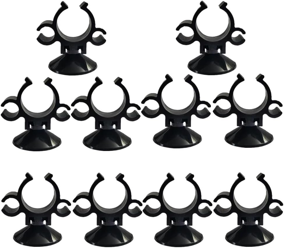 Wanfoou 10 PCS Suction Cup Clips, Aquarium Suction Cup Pipe Holder, Double Buckle Wire Clip for Fish Tank Oxygen and Water Pipes, Durable Suction Mount for Turtle Tank and Cable Management, Black image number 2