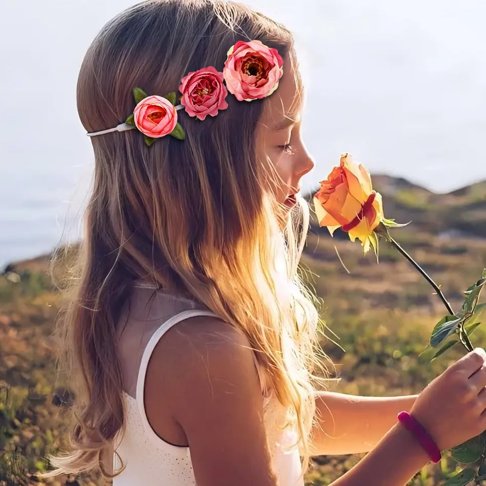 Homiliky Silk Fabric Flower Hair Clips - 21PCS Realistic 3D Rose Hairpins for Women, Multiple Elegant Designs Boho Wedding Beach Party Hair Accessories (Pink Series) image number 2