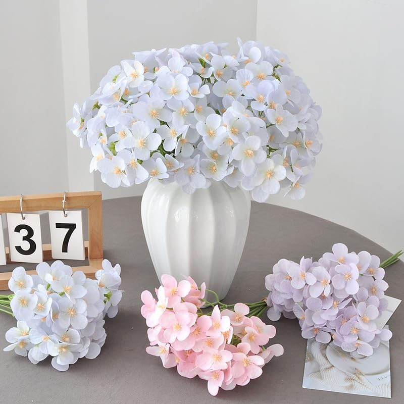 AU023-4 Artificial Hydrangea Flower 1 PCS Blue Bouquet,Ideal for Shooting Props Wedding Decoration Home Furnishings,26Cm(10.2") - Purple image number 5