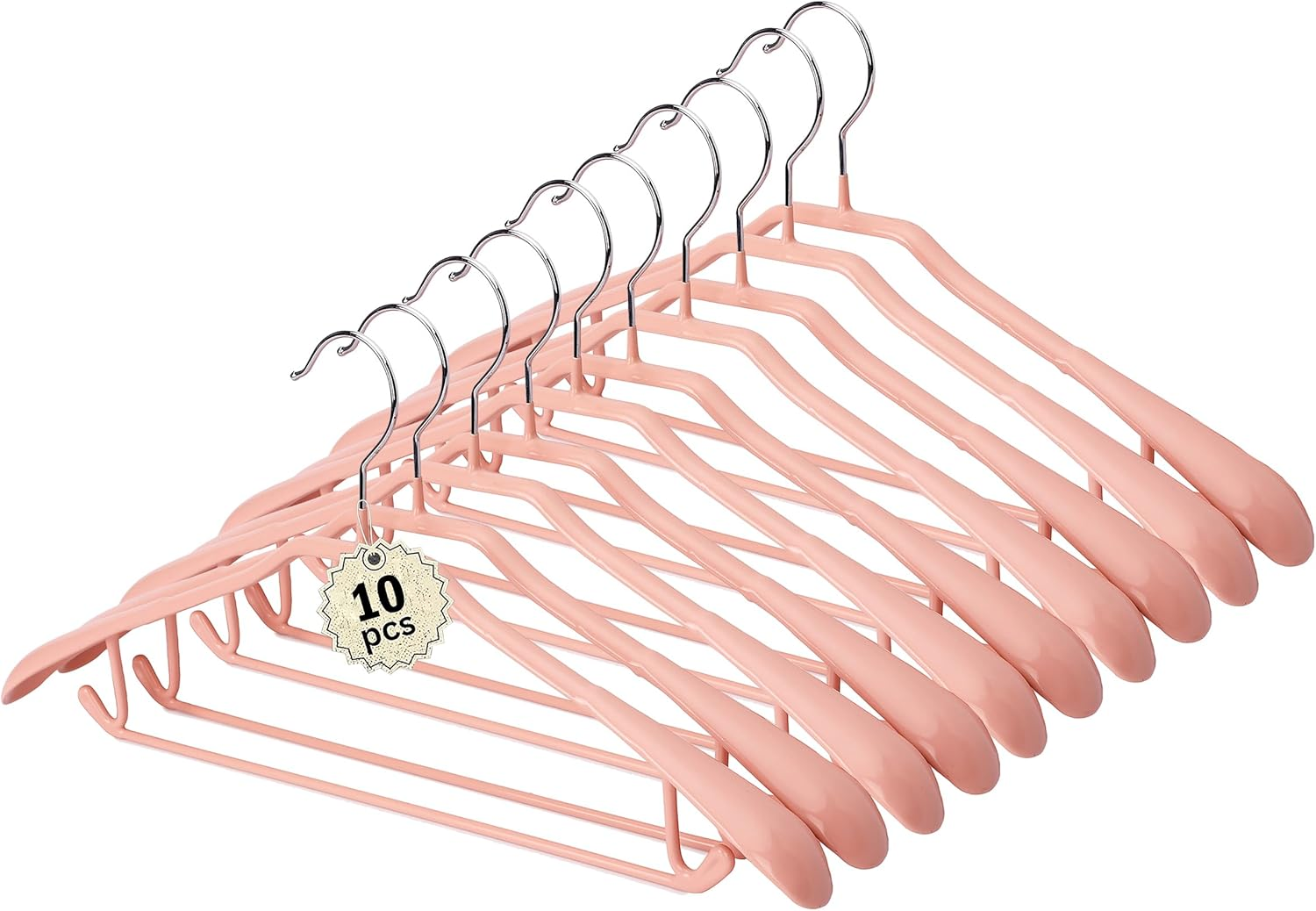 Zekroh 10 Pack Wide Shoulder Metal Hangers, 17.7 Inch Heavy Duty Retro Suit Hangers with Non Slip Pvc-Coating for Closet, Dresses, Pants, Sweaters, Jackets (White)