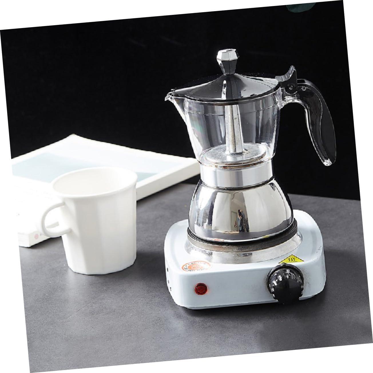 Transparent Coffee Pot for Home and Office Stainless Steel Filter Espresso Maker with Ergonomic Handle Visible Brewing and Easy to Use image number 5