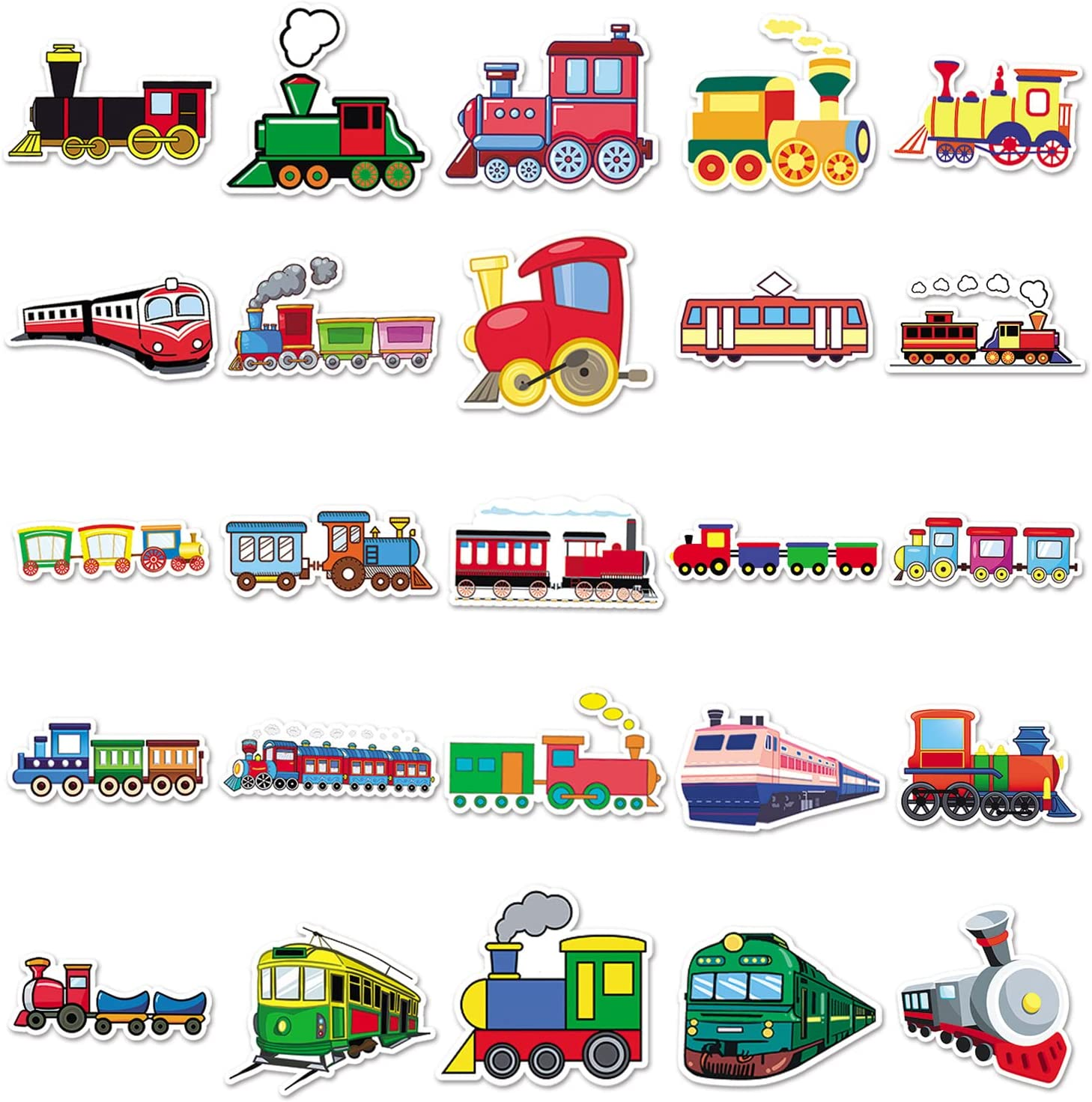 50 Packs Train Stickers Water Bottles Laptop Phone Motorcycle Computer Guitar Skateboard Hydroflasks Train Vinyl Sticker Waterproof Aesthetic Trendy Decals for Teens Girls Adults image number 2