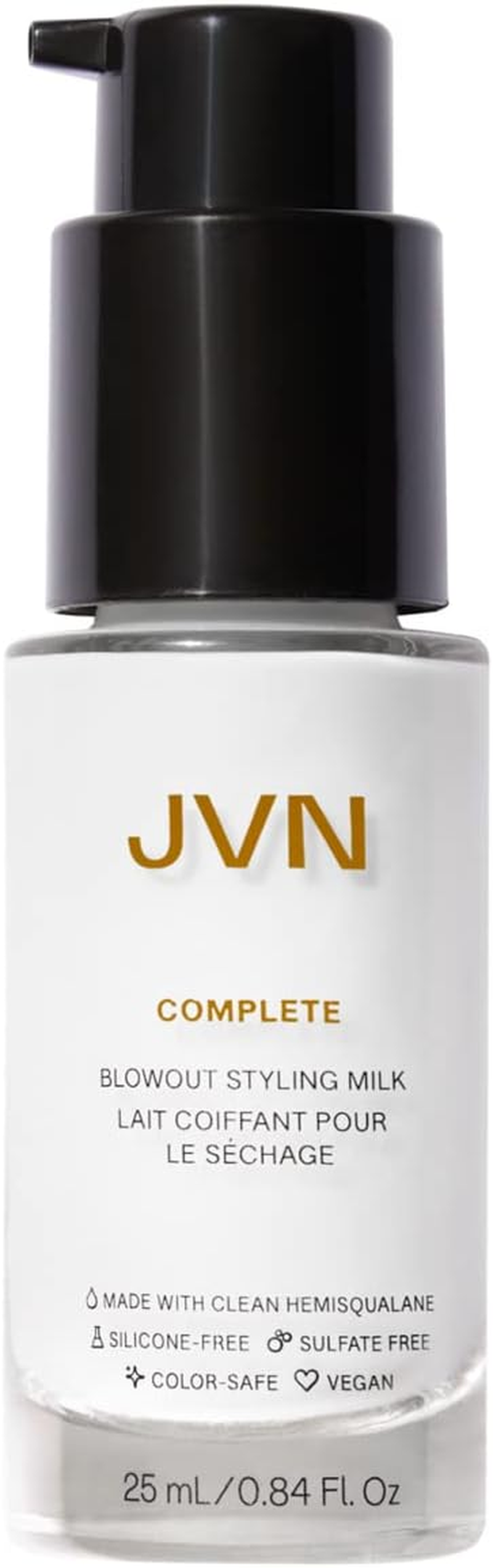 JVN Complete Blowout Styling Milk, 0.84 Fl Oz, Travel Size, Frizz Fighting, Heat Activated Style Extending Hair Cream and Heat Protectant, Hair Care for Women and Men, Silicone Free image number 4