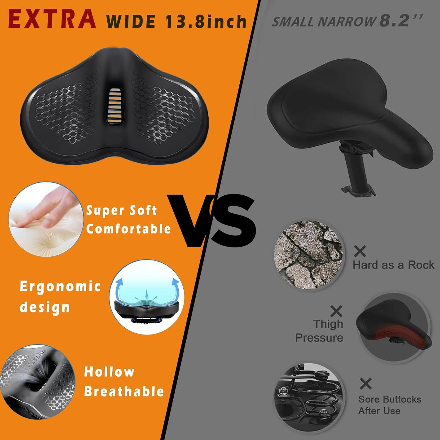 Comfort Cycling Seat with Wide Shock - Ergonomic Design for Mountain/Cruiser Bicycles - Unisex Comfort for Stationary & Road Cycling image number 1