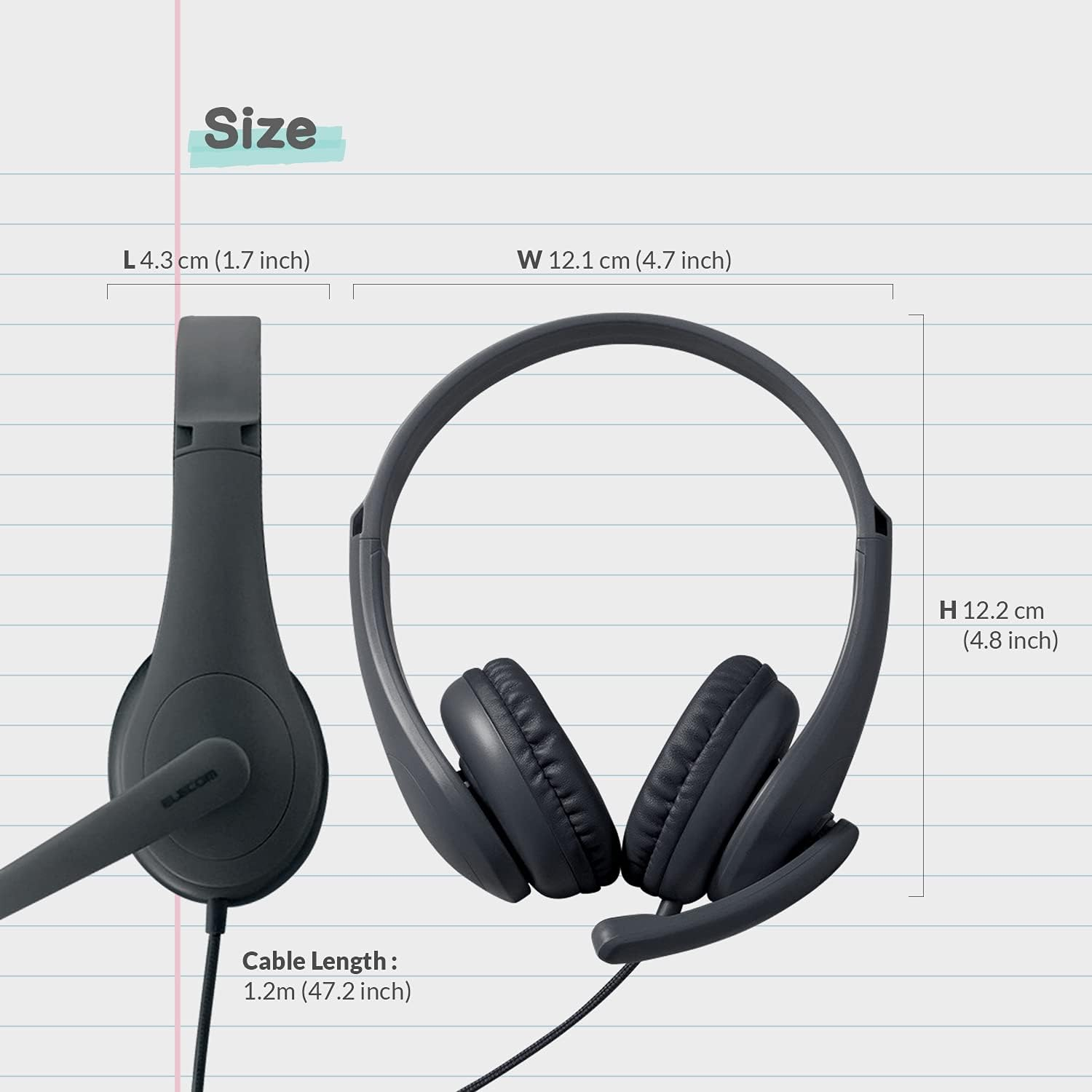 ELECOM Kids Headphones Tangle-Free 3.5Mm Jack Wired Cord On-Ear Headset for Children/Teens/Boys/Girls Compatible with Smartphones/Playstation/Pc/Tablet (HS-KD01TBK) - Blue image number 2