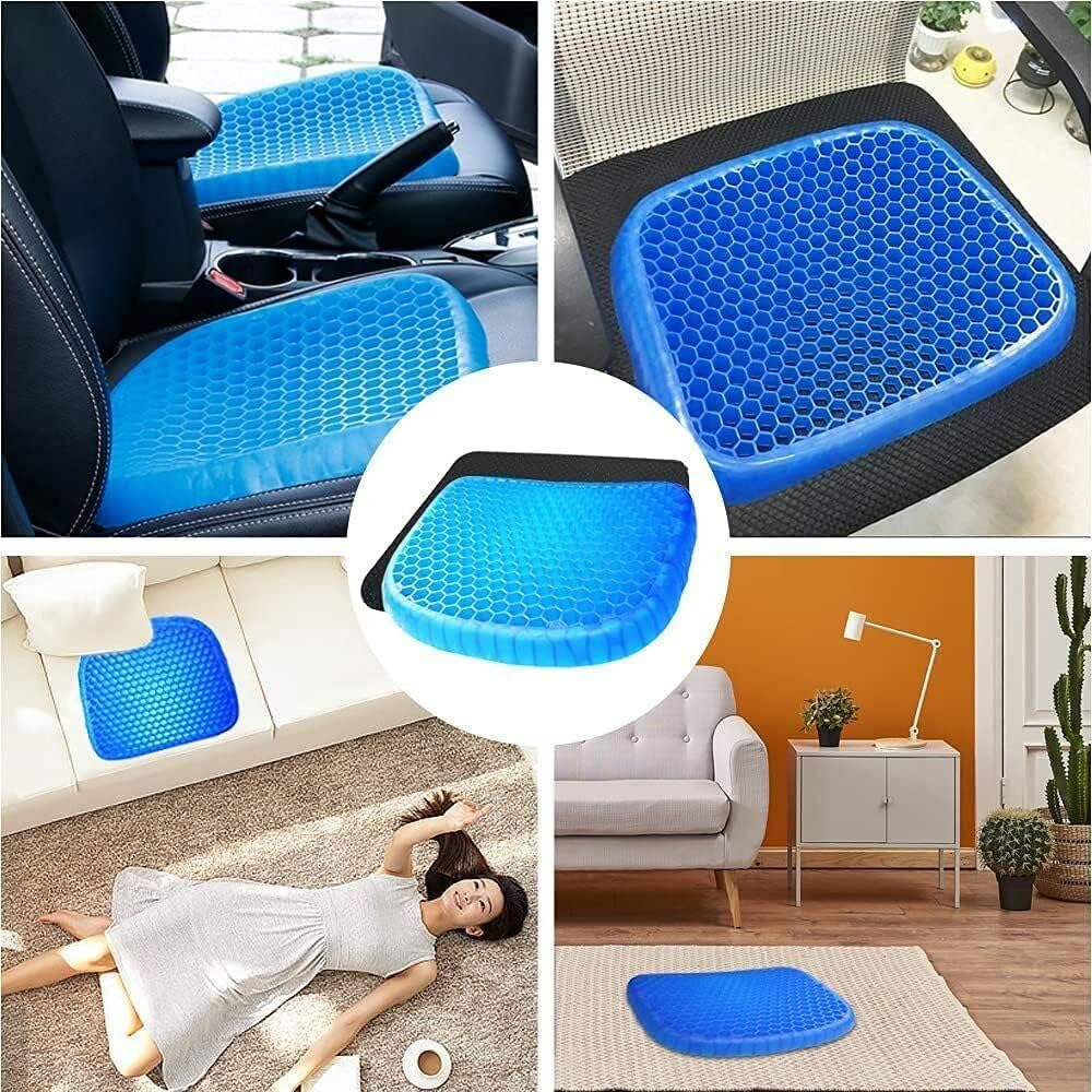 Gel Seat Cushion, Office Chair Seat Cushion with Non-Slip Cover Breathable Honeycomb Pain Relief Sciatica Egg Crate Cushion for Office Chair Wheelchair Car image number 4