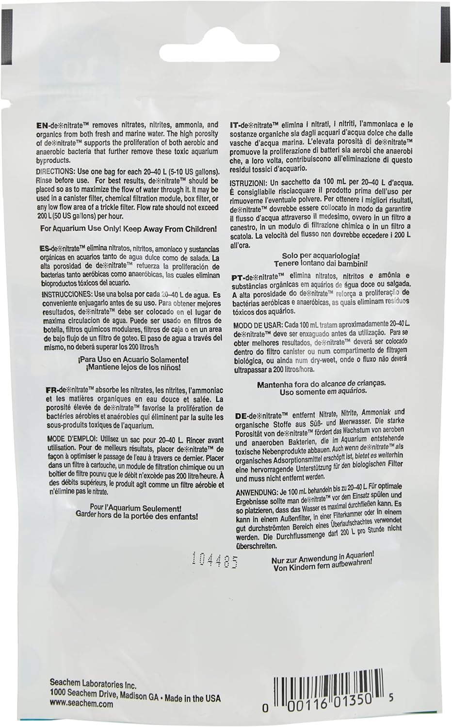 Seachem 135 Denitrate Nitrate Remover Treats 10 US Gallons (40Liters) image number 3