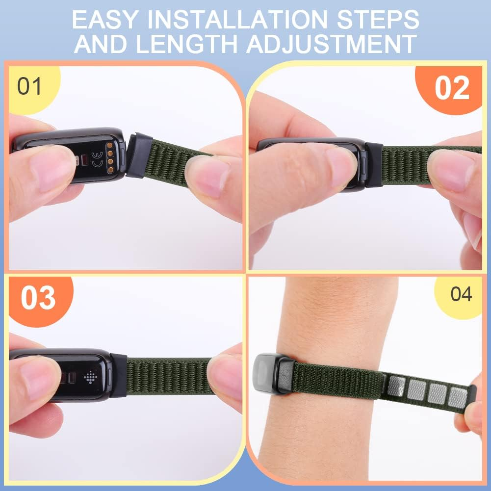 Nylon Bands Compatible with Fitbit Luxe Band for Women,Soft Sport Loop Adjustable Wristband Replacement Strap for Fitbit Luxe/Fitbit Luxe Special Edition for Women Men - Black+Newmidnightblue+Pinksand image number 6