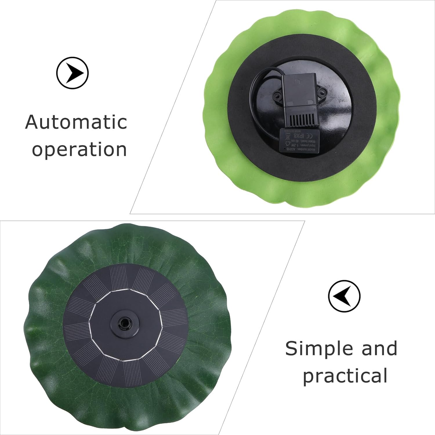 Lotus Leaf Shape Floating Solar Fountain Water Pump DC Brushless Solar Panel Pump for Garden Pond Outdoor Pool Decoration AS180 0814B Green image number 5