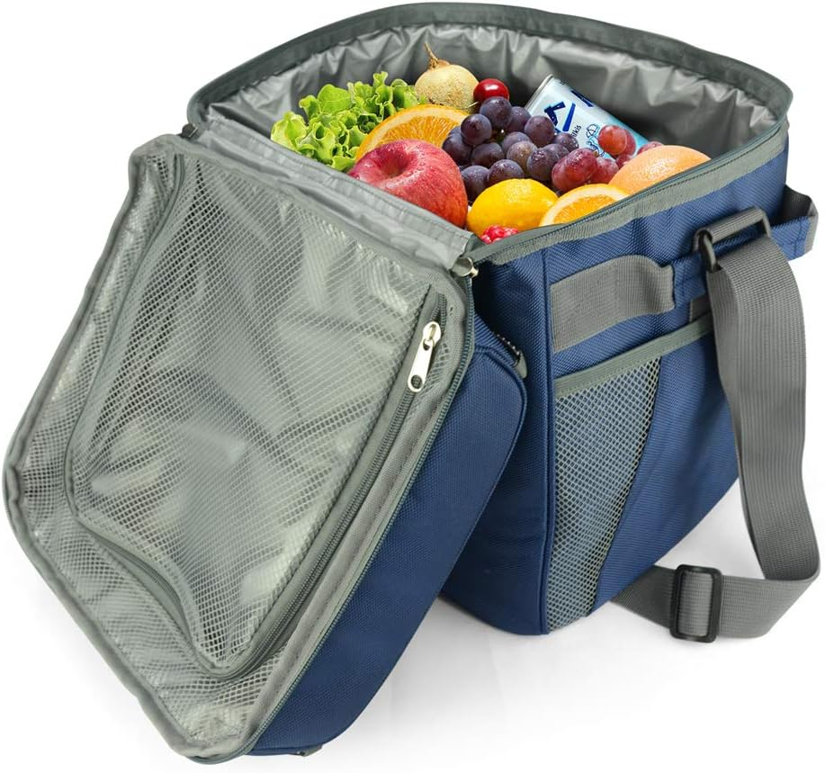 28L Large Soft Insulated Cooler Bag for Camping Outdoor,Picnic Large Cooler Bag Great for Outdoor, BBQ, Travel, Beach & Camping (Navy) image number 6
