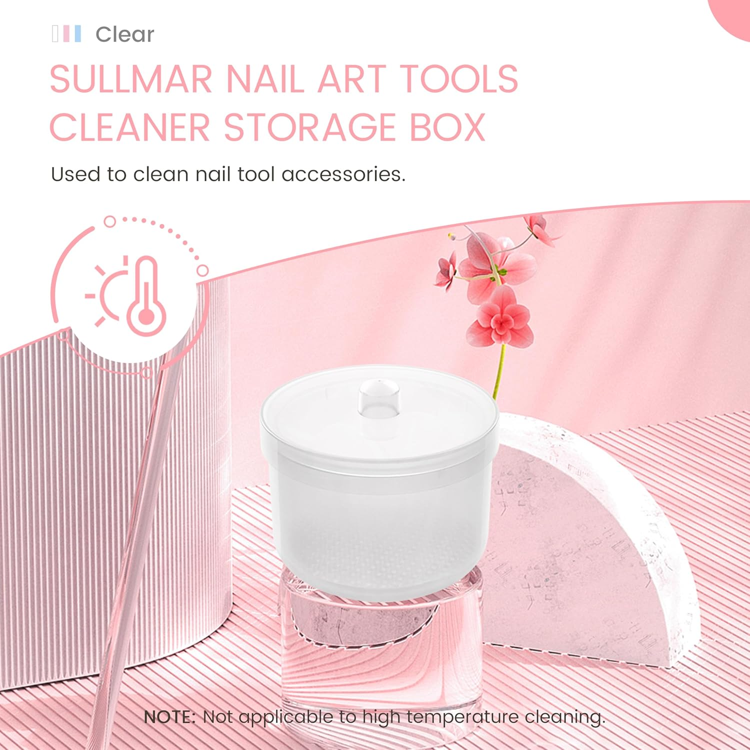 4Colors Nail Art Tools Cleaner Storage Box Nail Drill Bits Clipper Cutter Alcohol Soaking Cleaner Tweezers Accessories Clean Nail Tools (Clear) image number 6