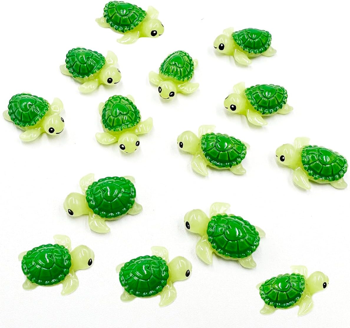 Suartus Mini Green Turtle - 30Pcs Resin Miniature Sea Turtle Figurines Tortoise Turtle Miniature Figurines Ocean Animals Statue for Fairy Garden Dollhouse Micro Landscape Decor Ornament