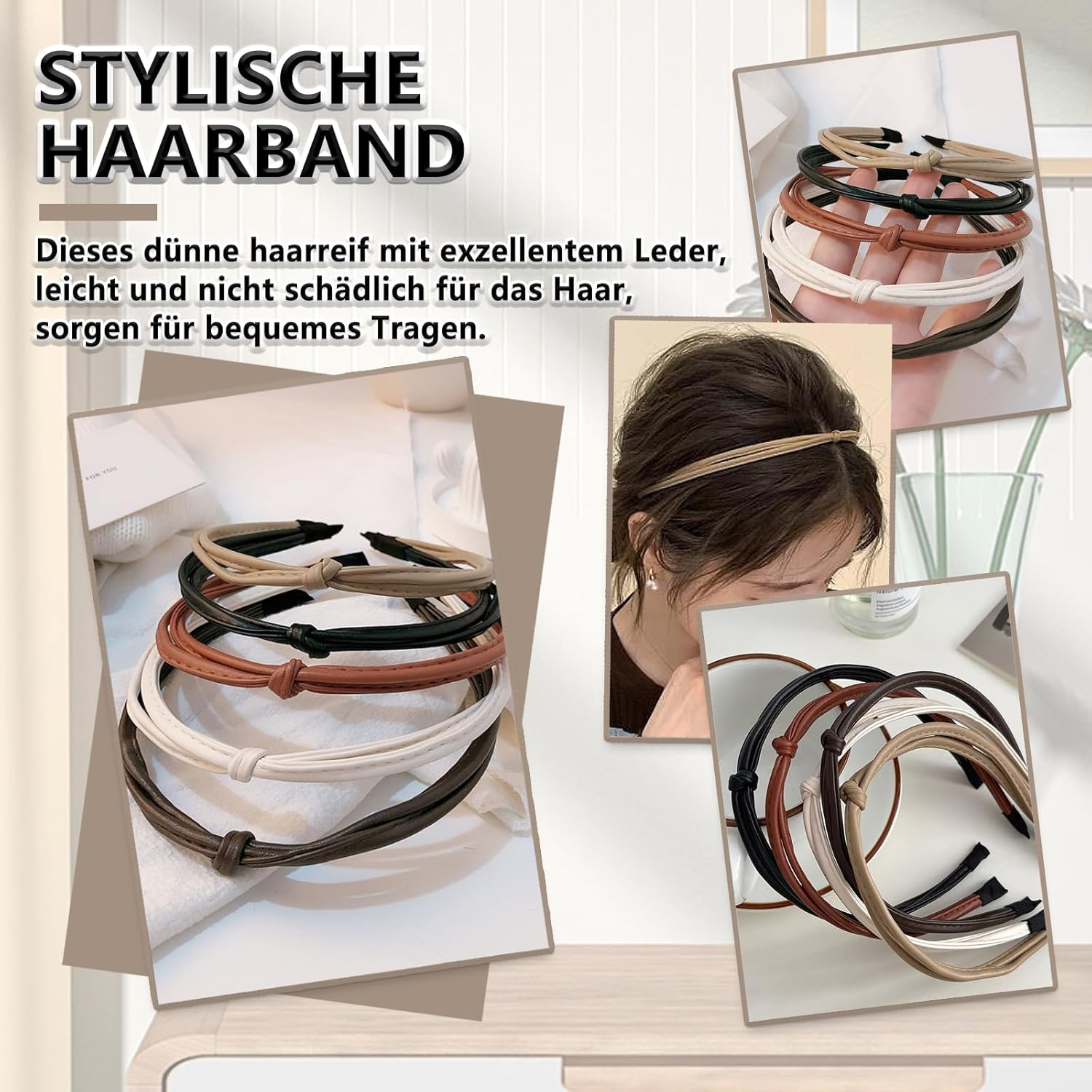 Whaleo Set of 5 Women'S Headband Women'S Costume Headband Hair Accessories Hair Band Thin Slim image number 4