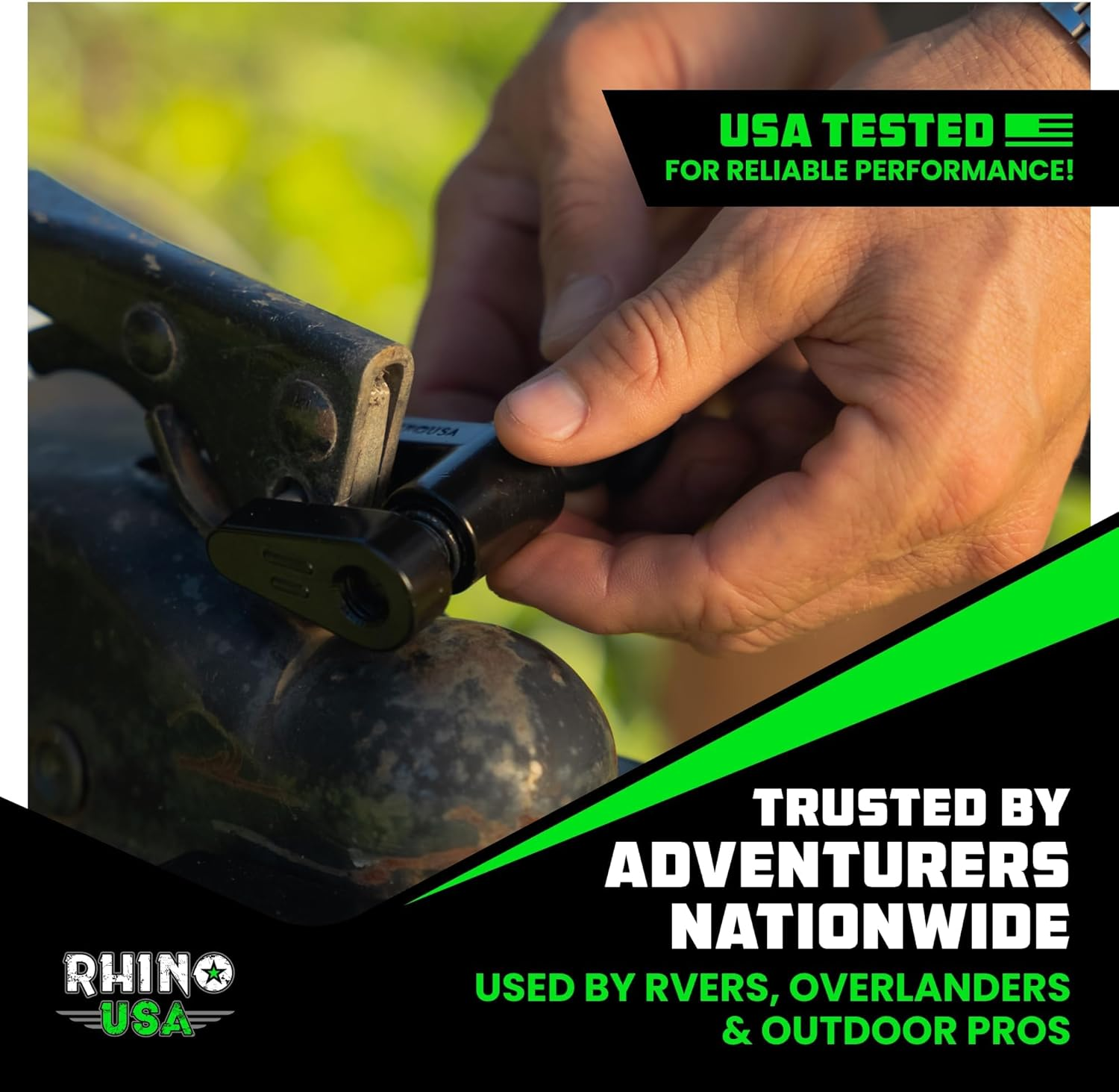 Rhino USA Trailer Hitch Lock Kit (For 2" Trailers) Heavy Duty anti Theft Trailer Coupler Locks for RV, Camper, Trailer, Boat, Caravan - Reinforced Solid Steel Tow Lock for Trailer Tongue image number 3