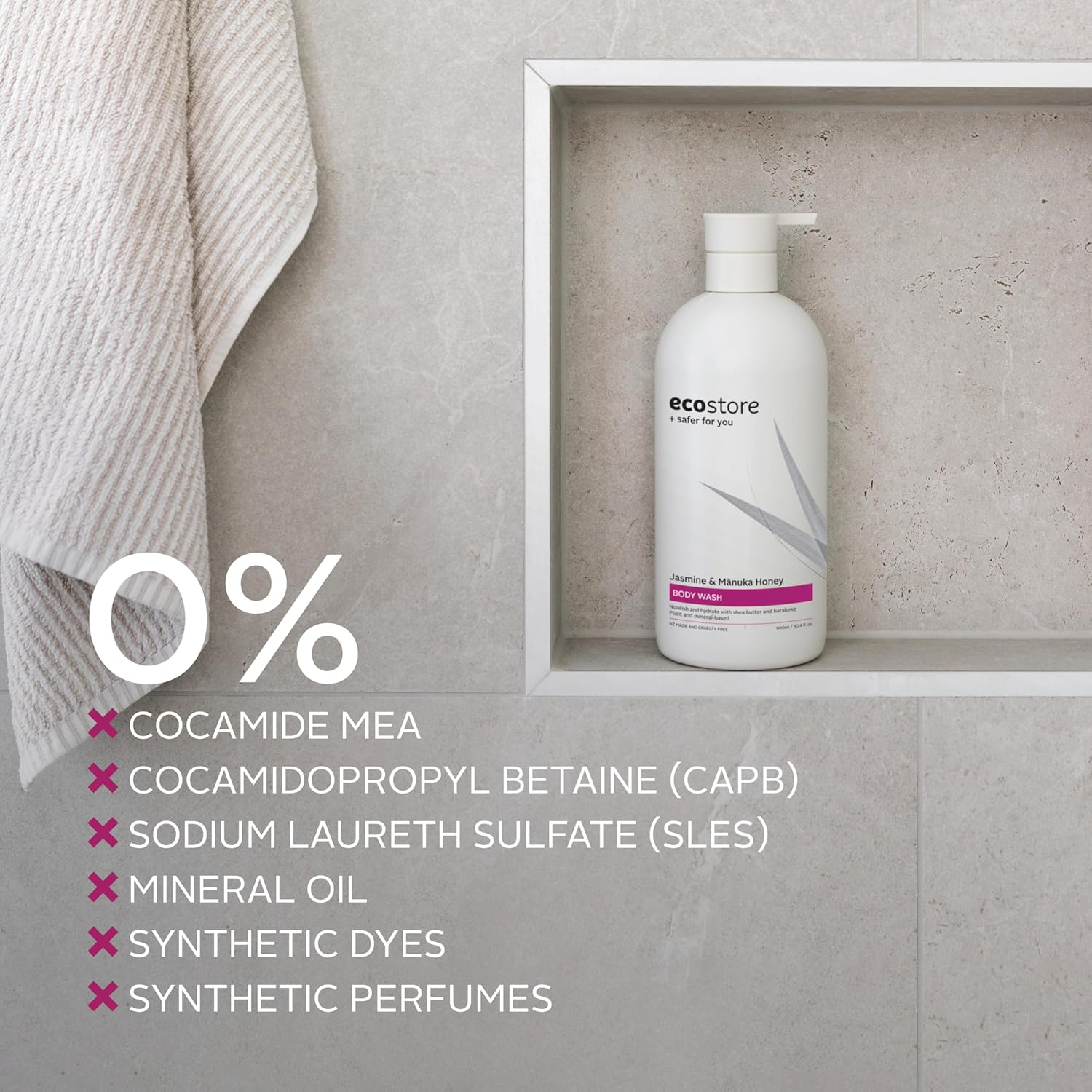 Ecostore Jasmine & Manuka Honey Body Wash 900Ml X3 Pump Gently Cleanses and Nourishes, Skin Ph-Balanced, Plant & Mineral-Based, Natural Fragrance, for All Skin Types, Large Size image number 1