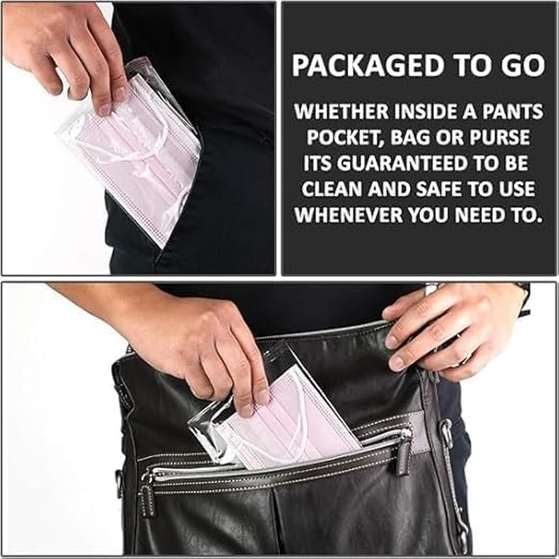 Disposable Face Masks, 3-Ply, Pink Colour, 50-Pack, Individually Sealed image number 4