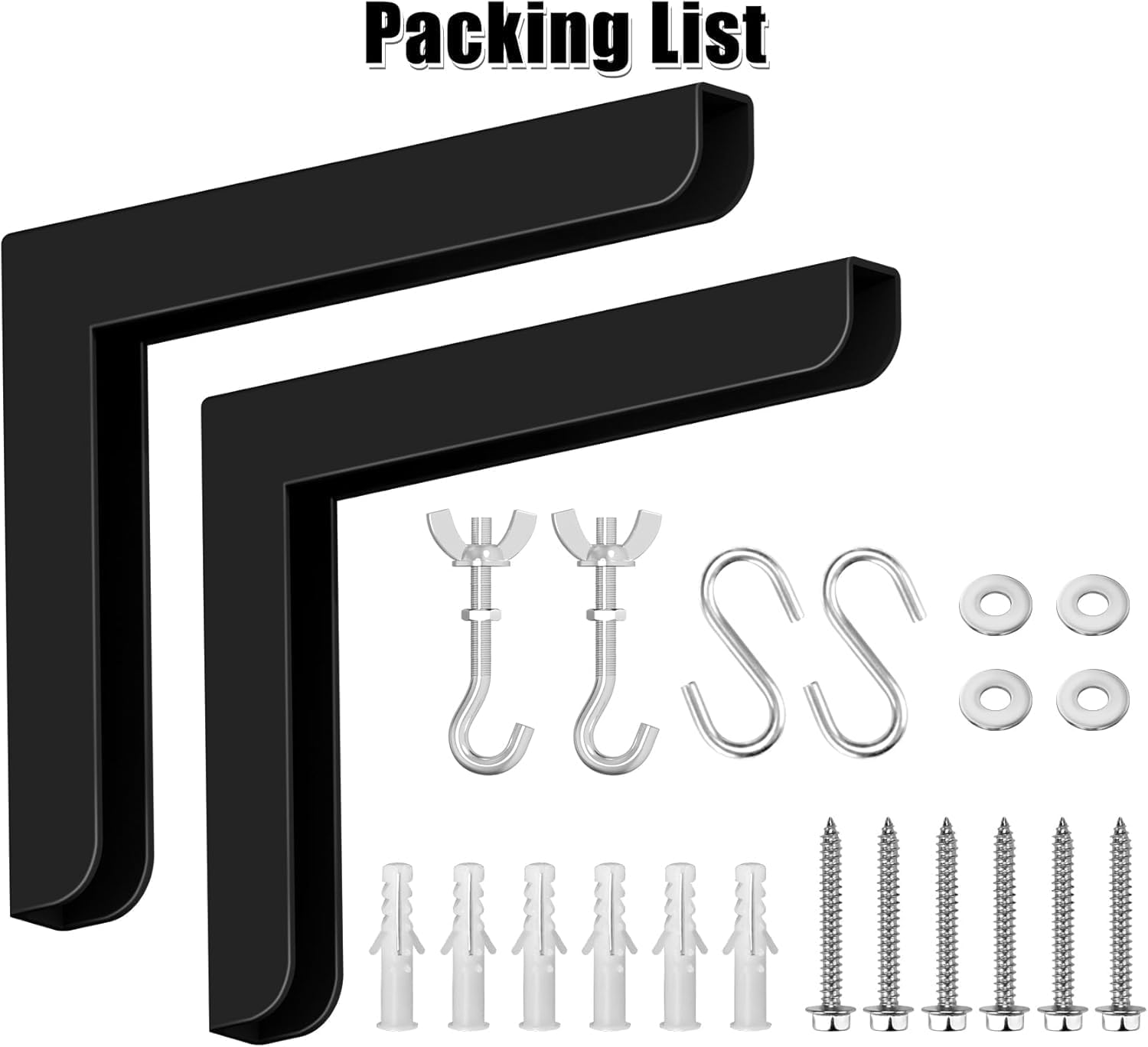 2-Be-Best Universal Projector Screen Wall Mount, 6" Projector Screen Hanging L Brackets Projectors Screens Ceiling Mount Adjustable with Hook and Extra Accessories 84 Lbs / 38Kg Load, Black image number 2