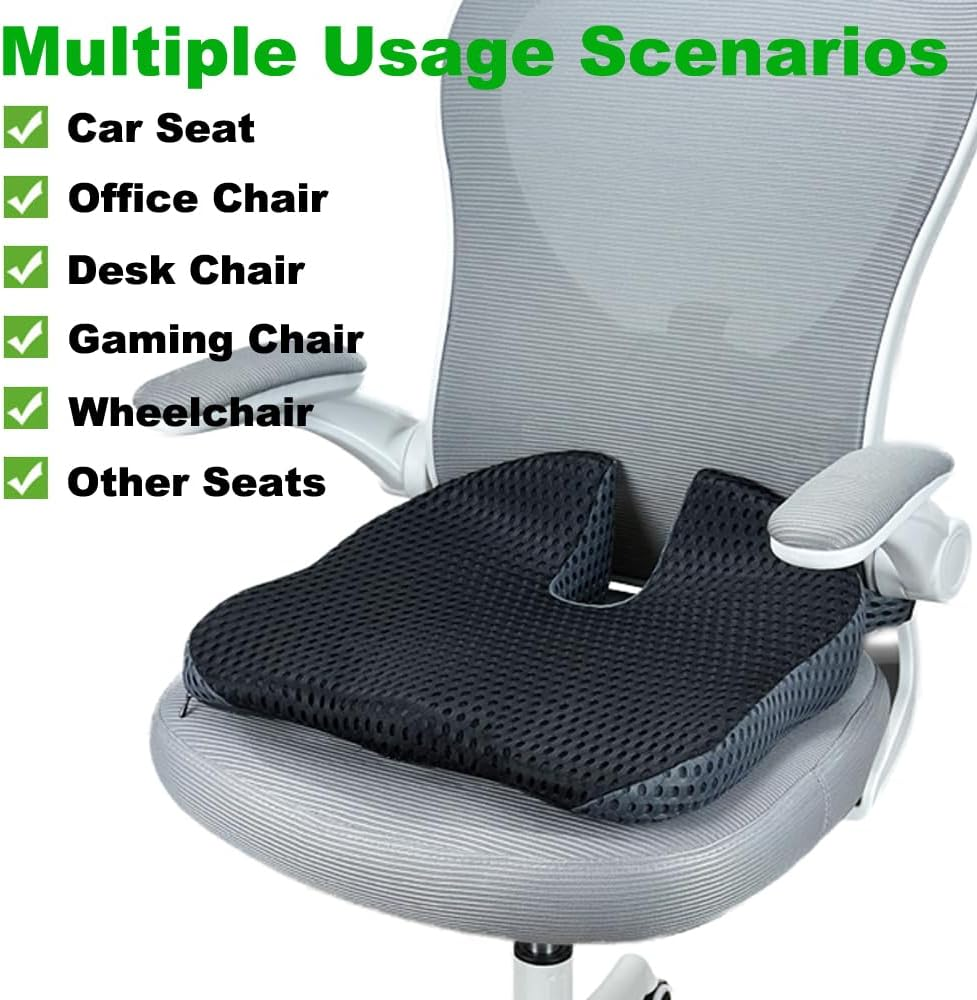 Memory Foam Car Cushion for Driving Seat, Wedge Adult Booster Car Seat Cushion for Driver, Coccyx Pain Tailbone Pressure Relief Office Chair Wheelchair Breathable Support Pad image number 2