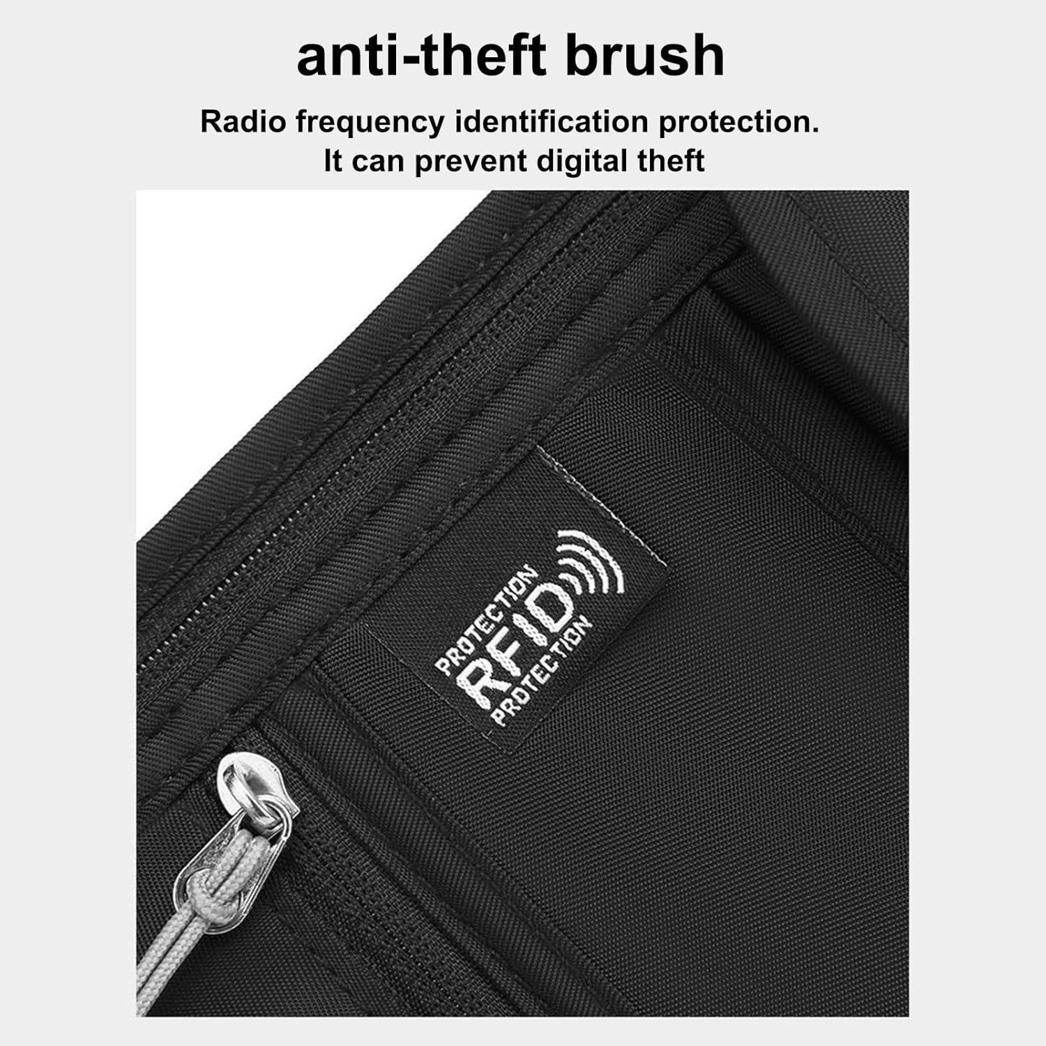 Anti Theft Pouch, Travel Passport Organizer, Travel Document Holder, Multiple Zipper Compartments, Secure Zip Pockets, 8.27X0.2X5.12 Inches, Good for Daily Running, Camping, Vacation, Trips image number 3