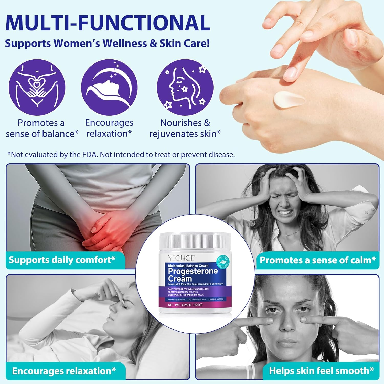 Progesterone Cream 120Ml, with Naturals Wild Yam & Dang Gui - Feminine Estrogen Hormonal Balance Cream, Hormone Care Moisturiser, Vegan Formula image number 3