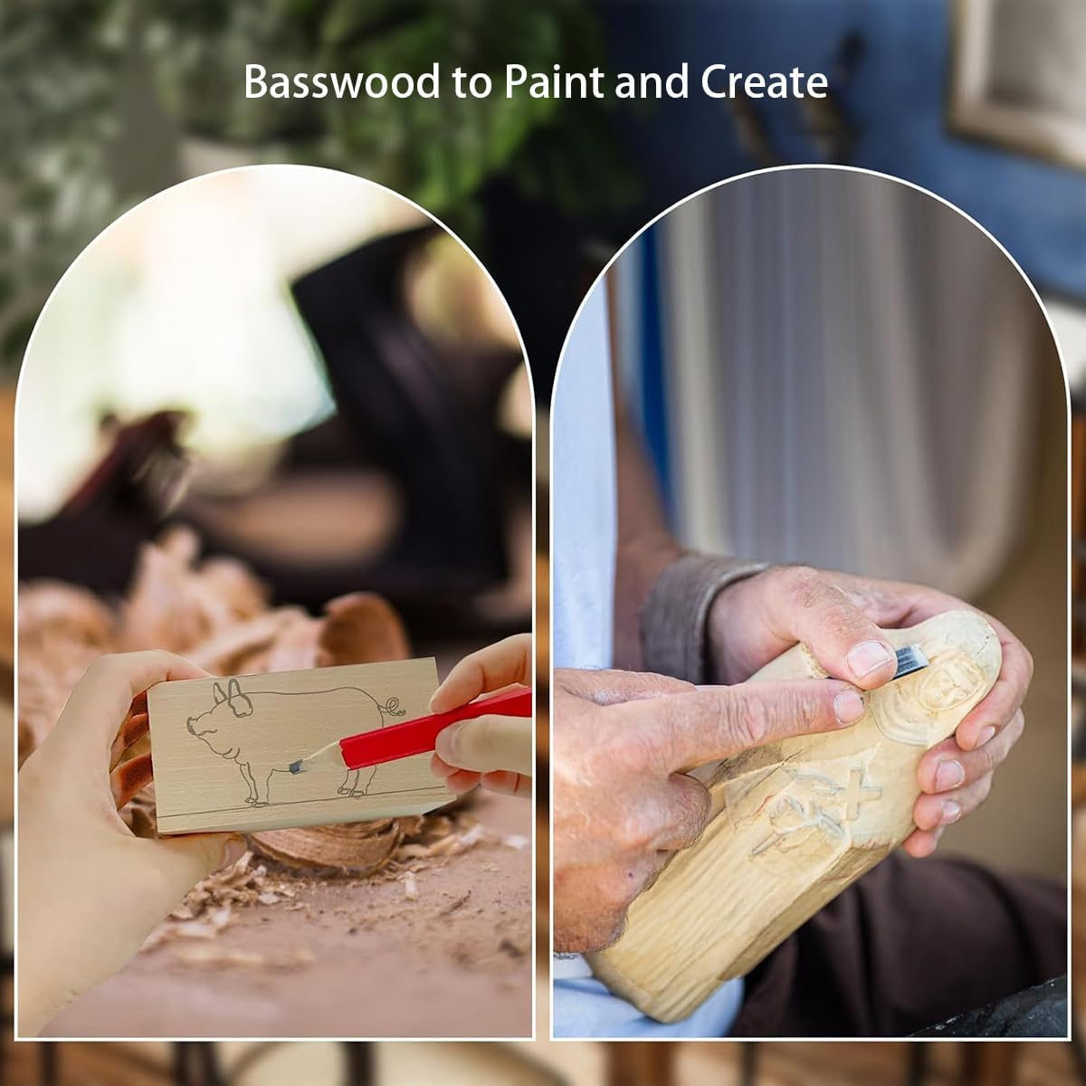 18 Pcs Basswood Carving Kit,Basswood Carving Whittling Blocks for Beginners,Carving Wood for Whittling Wood image number 2