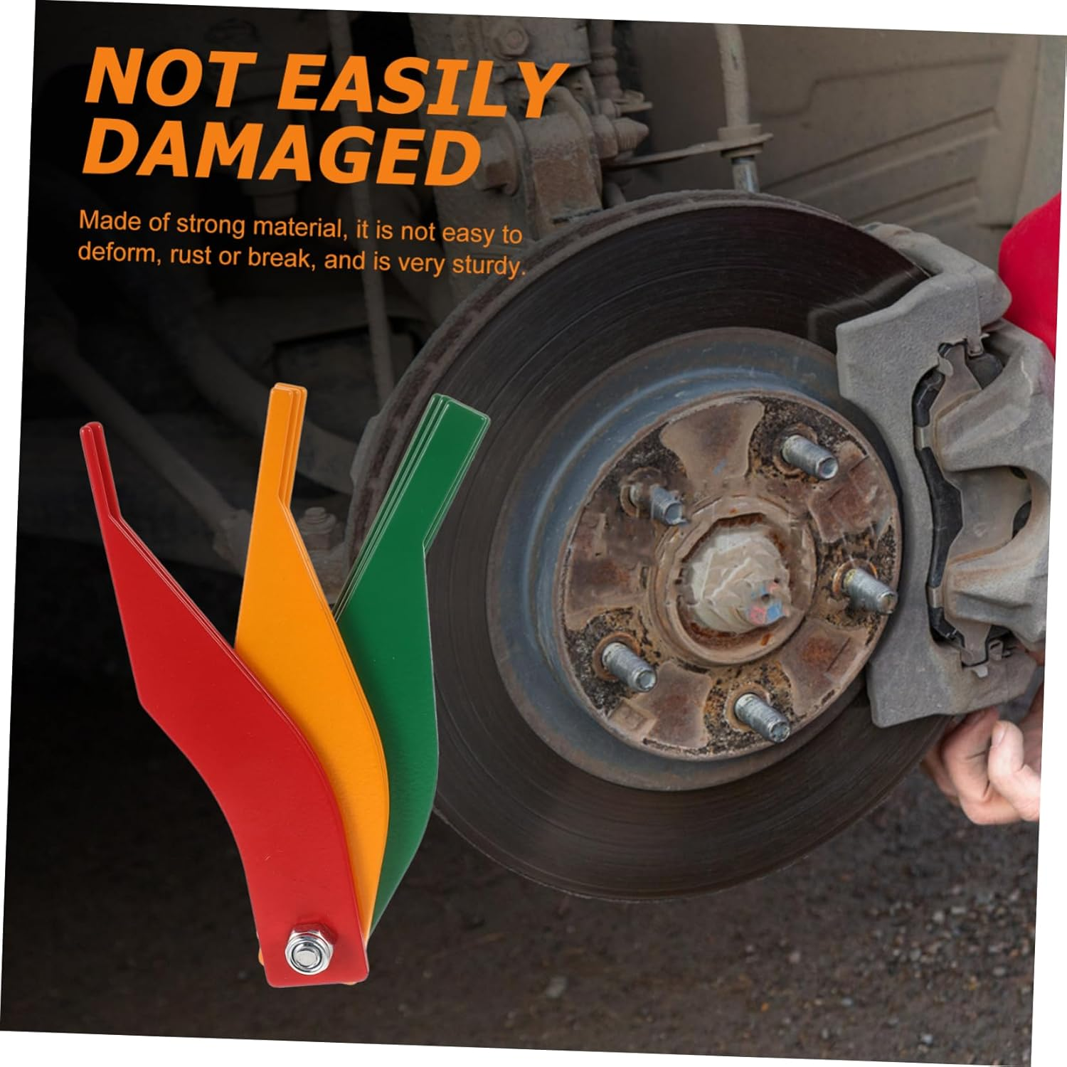 Generic 1 Set Automotive Measuring Tools Brake Pads Brake Drum Measuring Tool Brake Thickness Gauge Brake Tools Brake Fluid Test Strips Brake Lining Thickness Gauge Brake Pad Gauge Steel image number 2