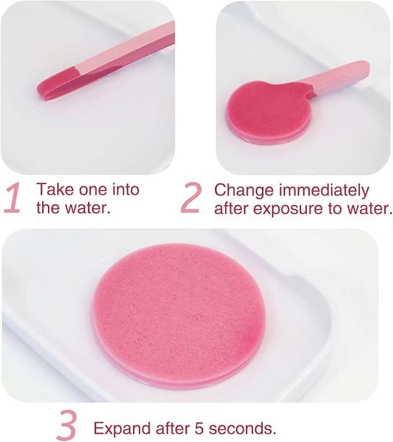 Professional Facial Cleansing Sponge Set, Pink and Yellow Compressed Makeup Remover Pads, 120 Pieces