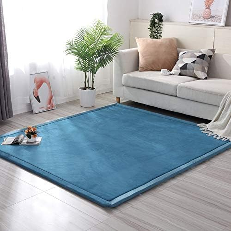 Coral Velvet Area Rugs Play Mat, 3Cm Thick Carpet Crawling Mat for Nursery Baby Toddler Children Kids Room, Yoga Mat Exercise Pads (Bluestone, 150X200Cm) image number 2