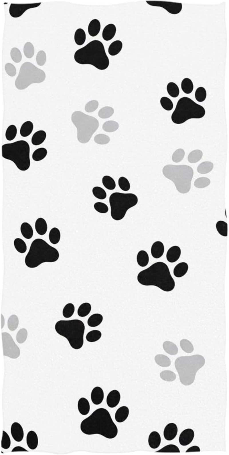Black Gray Dog Paw White Decorative Bath Sheets Extra Large 64 X 32 Inch, Gym Body Towels for Bathroom Shower Swim Adults Travel Beach Towel Quick Dry image number 1