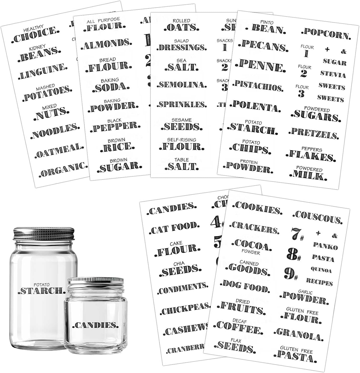 6 Sheets Pantry Labels for Containers, Waterproof PVC Food Storage Labels Self-Adhesive Spice Stickers for Kitchen Organizing image number 5