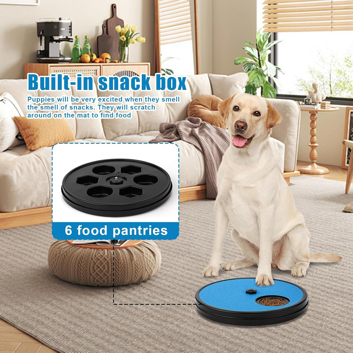 NQEUEPN Dog Scratch Pad for Nails, 3 in 1 round Rotatable Pet Nail Grinding Mat Slow Food Storage Box Fun Dog Nail File Board for Pets Gift Nail Care image number 1