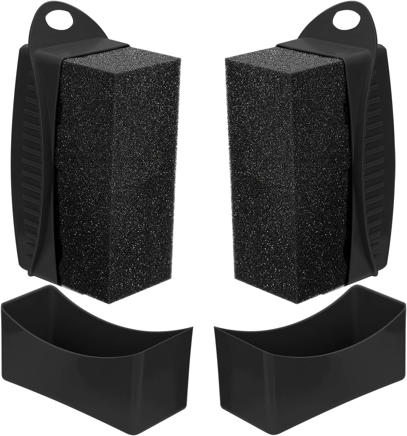 2Pcs Tire Shine Applicator, Reusable Tire Dressing Applicator Pad with Ergonomic Rectangular Box Auto Detailing Wheel Cleaner Tire Sponge Brush for Car Cleaning Supplies(Black)