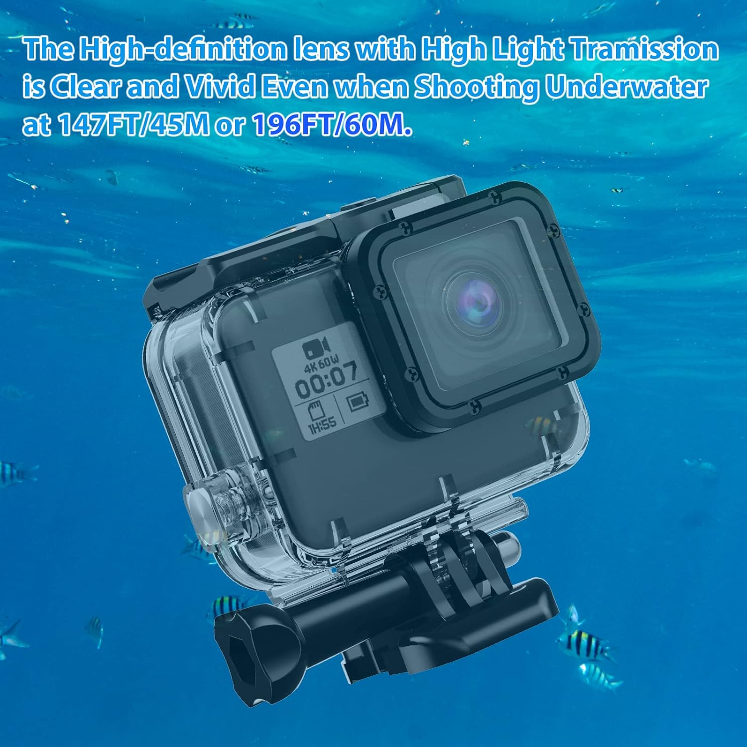 Waterproof Housing Case, Hongdak Waterproof Case for Gopro Hero 7/6/5 Black(2018) Housing Case Diving Protective Housing Shell 169FT/60M for Gopro Action Camera Underwater Dive Case Shell with Bracket image number 3