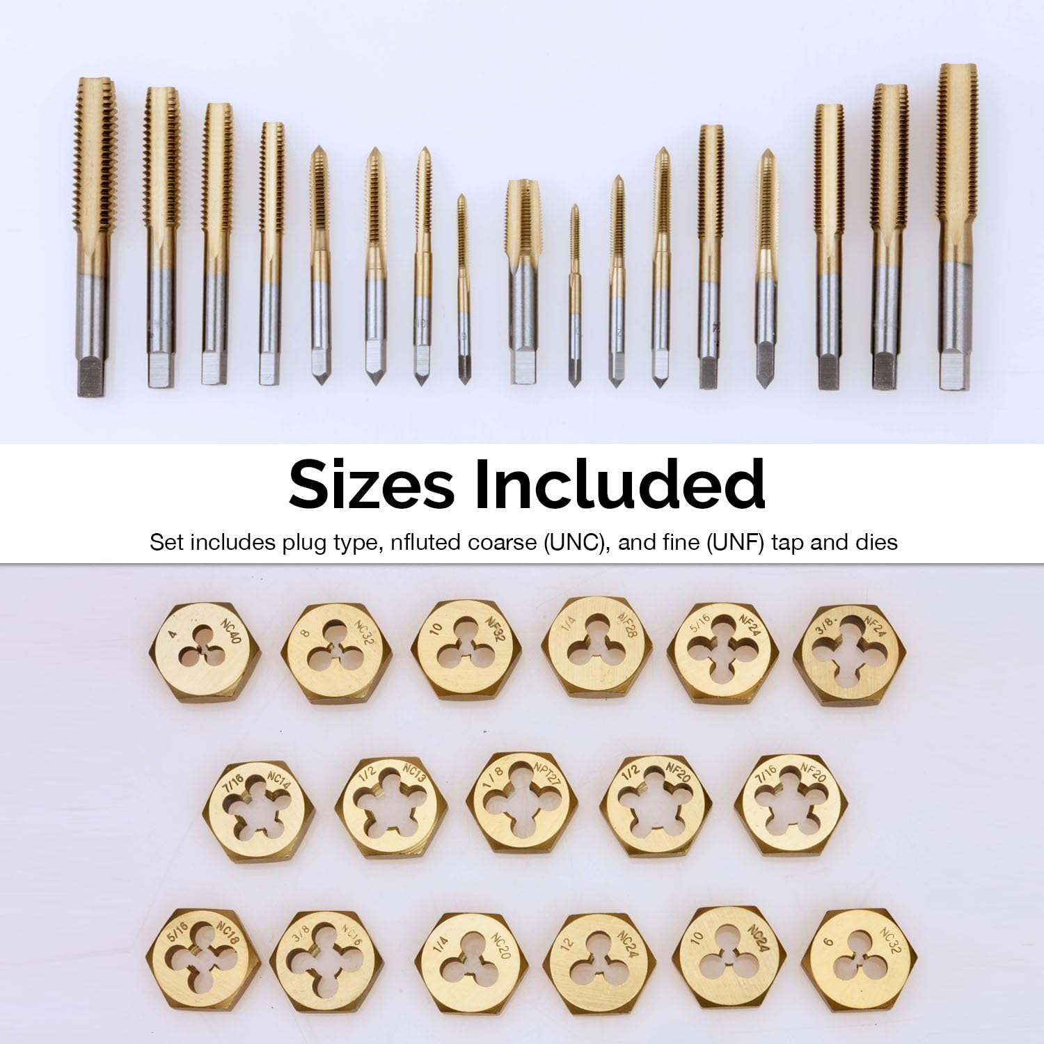 NEIKO 00911A SAE Tap and Die Set, Titanium-Coated Alloy Steel Taps and Dies, Large Threading-Tool Kit with Storage Case, 40-Piece Set image number 2