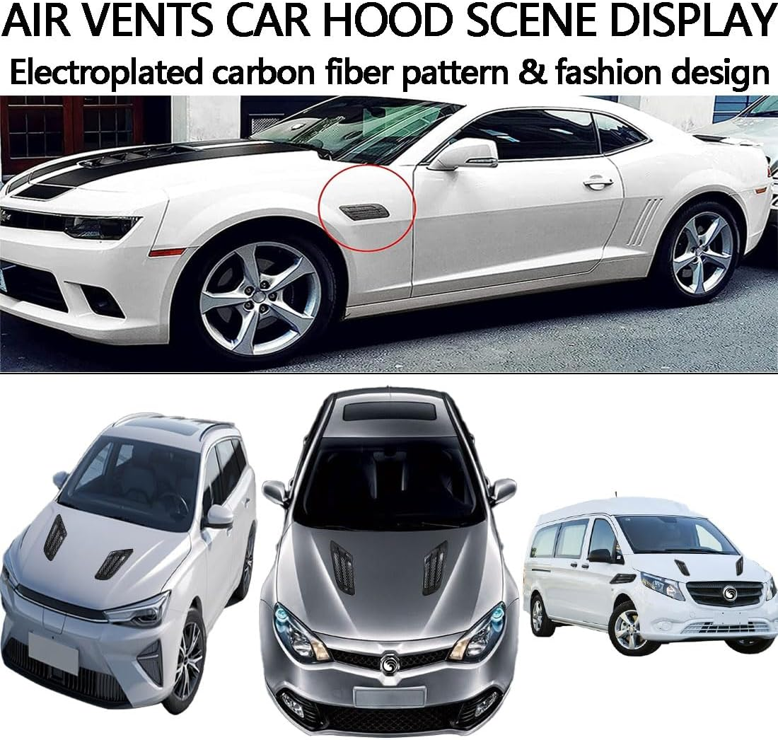 2 PCS Flying Wing Universal Hood Air Vents Car Hood Scoop Air Wing Trim Fender Vent Universal Exterior Hood Air Outlet Wing Trim Fit Exterior Glossy Trim Cars and Accessories (Fibres) image number 4