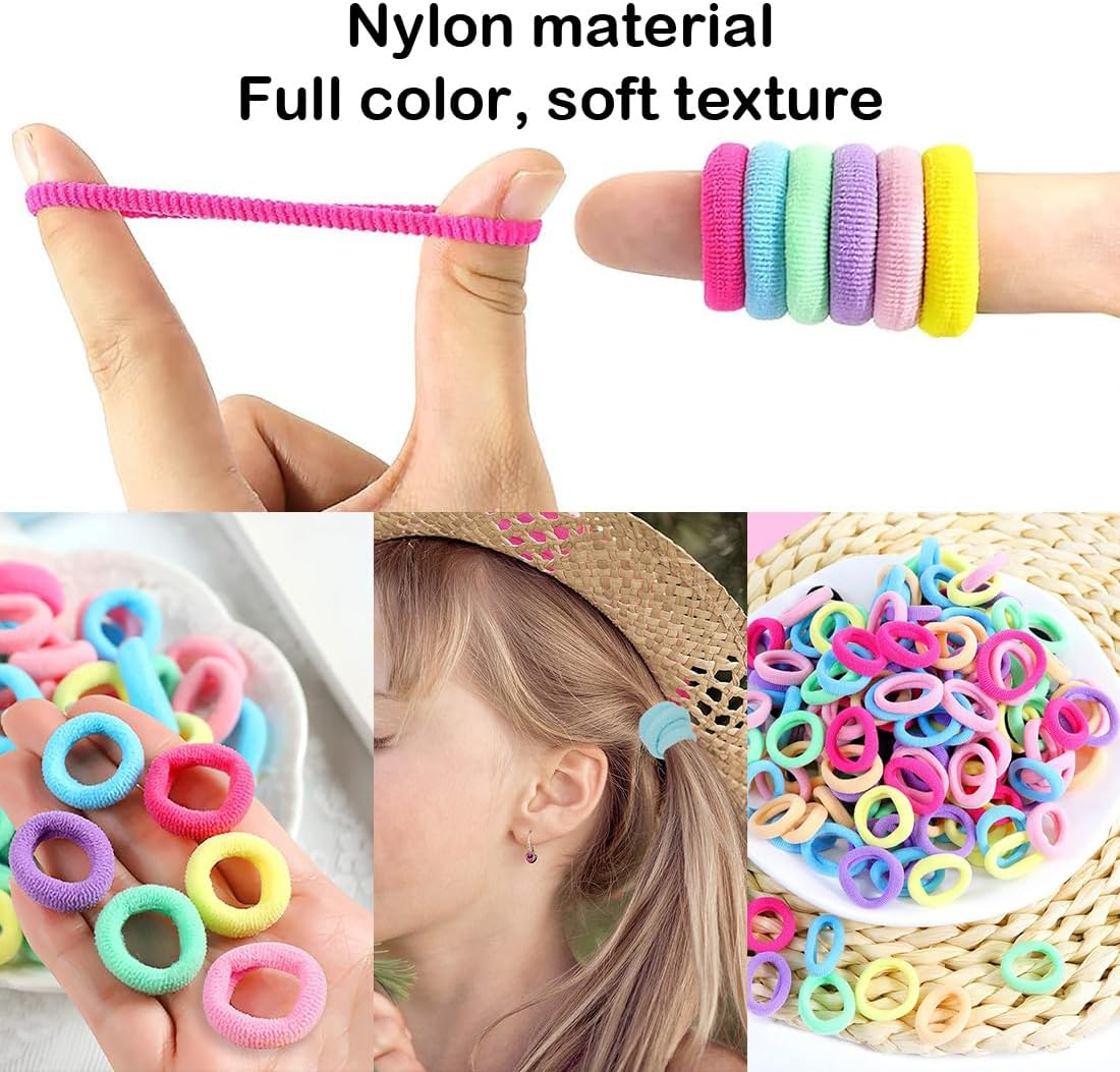 Aililong Pack of 210 Girls Hair Bobbles 3 Cm Colourful Ponytail Hair Band Elastic Hair Bands for Children Girls image number 3