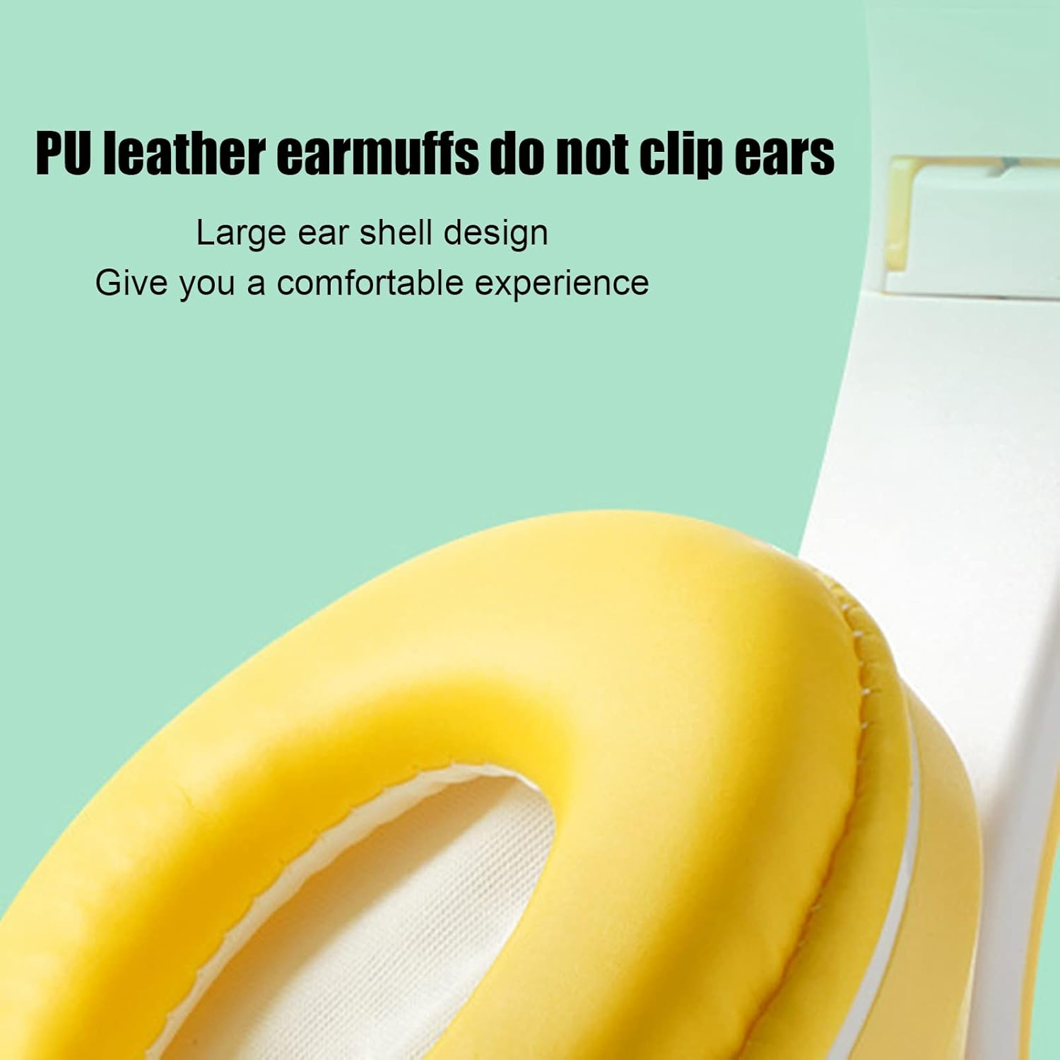 Active Noise Cancelling Headphones,Bluetooth 5.0 Foldable Wireless over Ear Headphones,Rgb Colorful Light Headset,Pu Leather Earmuffs Earphone,For Boys,Girls(Yellow) - Green image number 3