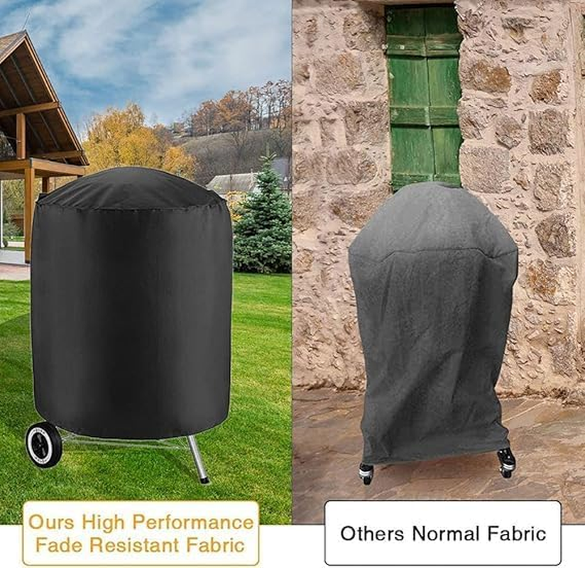 75X70Cm BBQ Grill Cover round Waterproof Dust-Proof UV Resistant Gas Grill Cover Outdoor Gas Charcoal Barbecue Gill Protector Cover for Weber Charcoal Kettle and Other Kettle Style Barbecue Grill image number 3