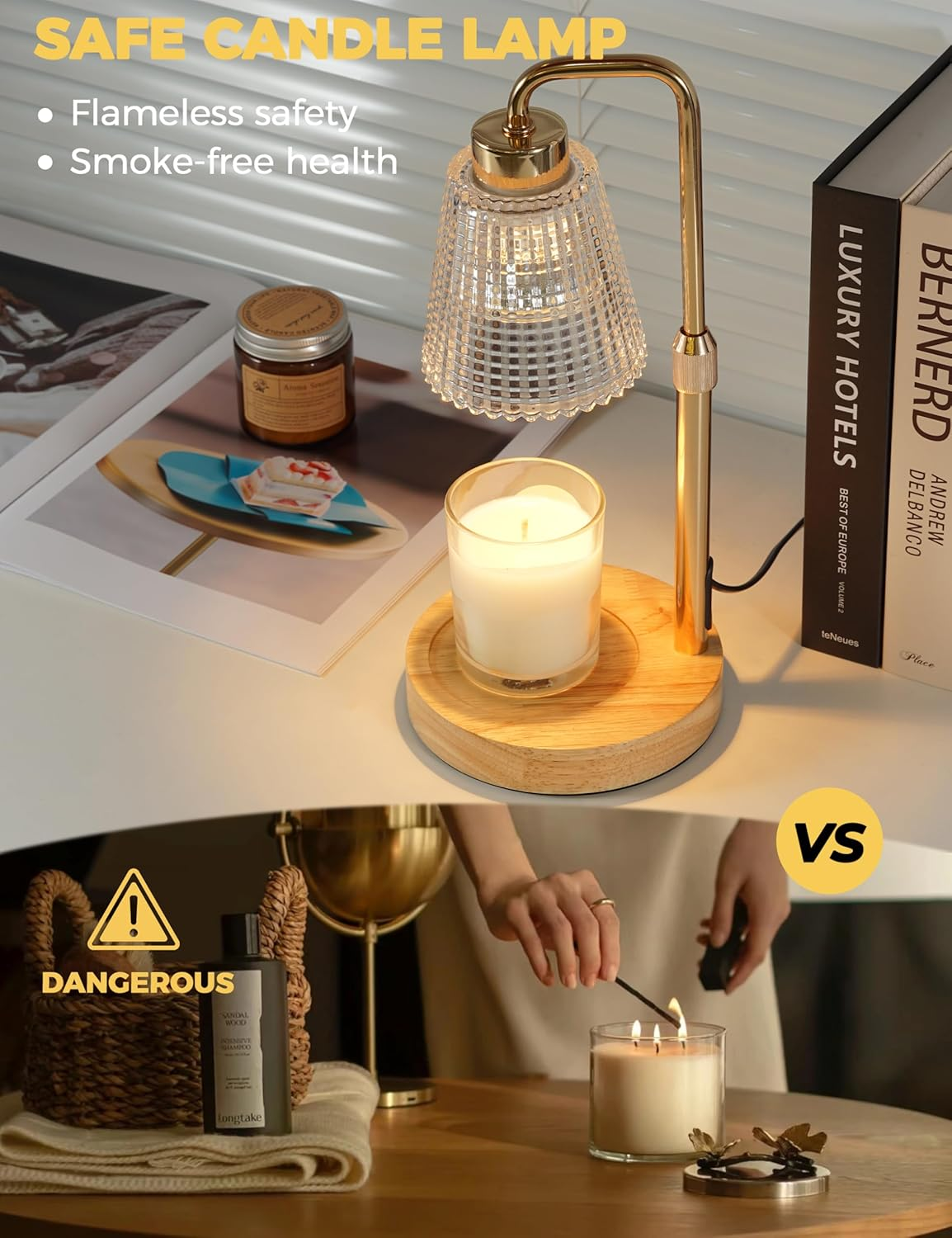 GODONLIF Candle Warmer Lamp with Timer Dimmable, Birthday Gifts for Women Mom, House Warming Gifts New Home Decor, Wax Melt Warmer for Jar Candles with 2 Bulbs image number 3