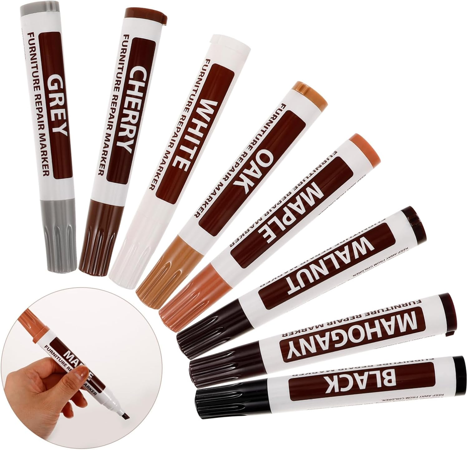 8Pcs Wood Floor Scratch Repair Kit Furniture Markers Touch-Up Pen for Hardwood Instant Dry Multi Easy to Apply image number 3