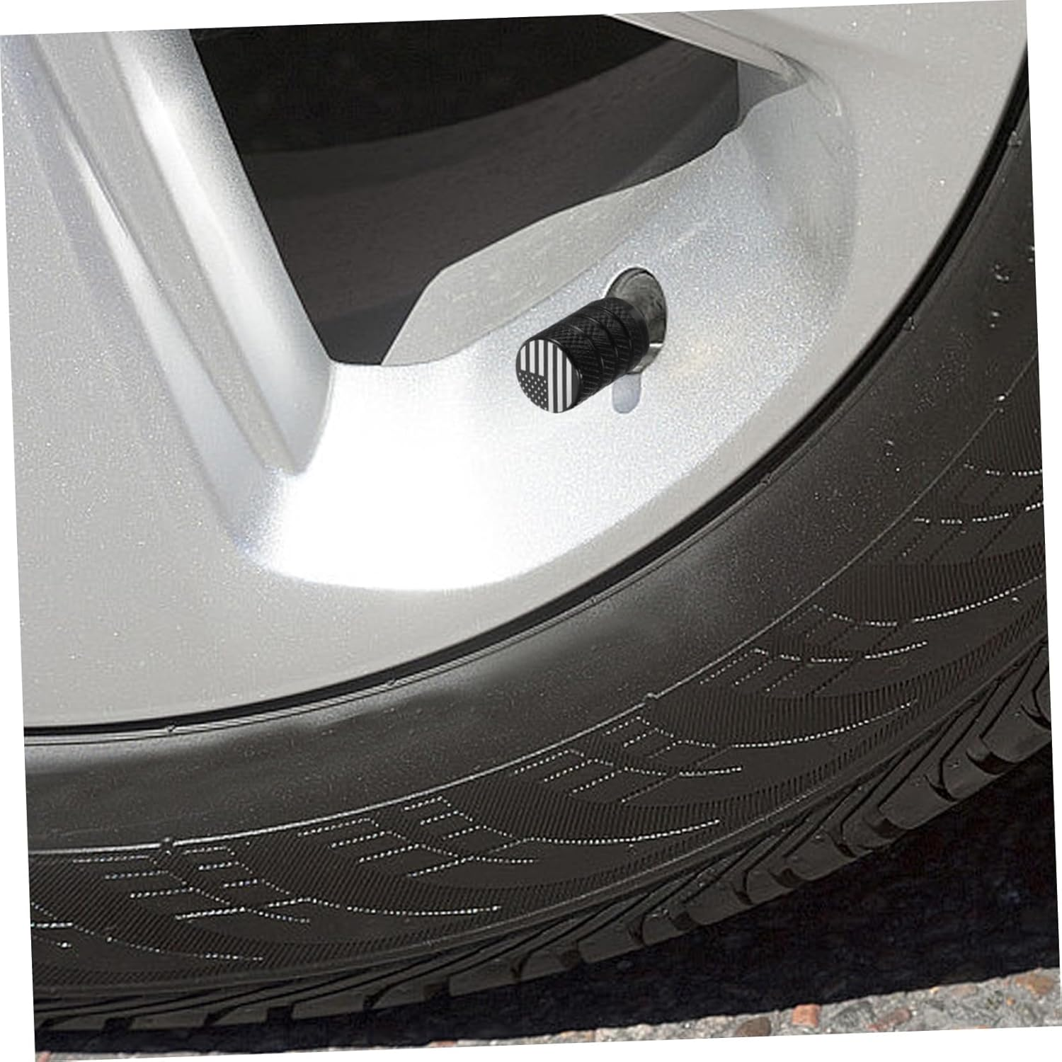 Sosoport 4Pcs Aluminum Alloy Car Tyre Valve Caps Set Black Sturdy Metal Tire Air Stem Covers Automotive Dust Protection Accessories for Cars and Trucks image number 3