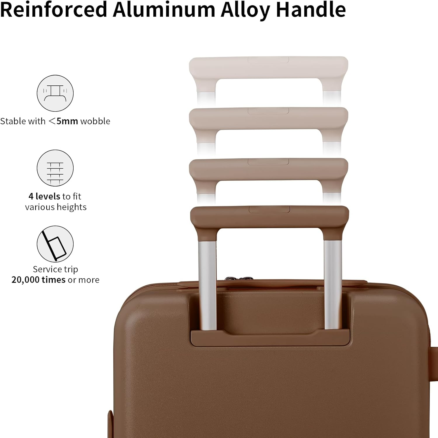 AJI Carry on Luggage 22X14X9 Airline Approved with 8 Spinner Wheels, 20 Inch Lightweight Luggage, 100% PC Hard Shell Travel Luggage Suitcases for Men Women (Chocolate Brown) image number 4